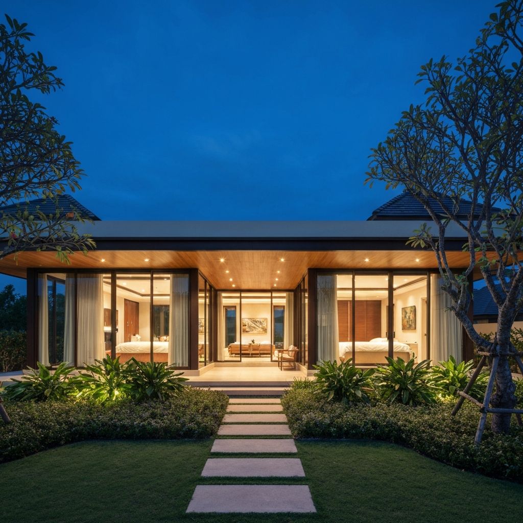 Luxury property at twilight